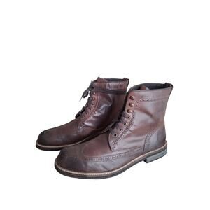 John Varvatos Mens size 13M Leather Brogue Lace-Up Wingtip Casual Preppy Boots